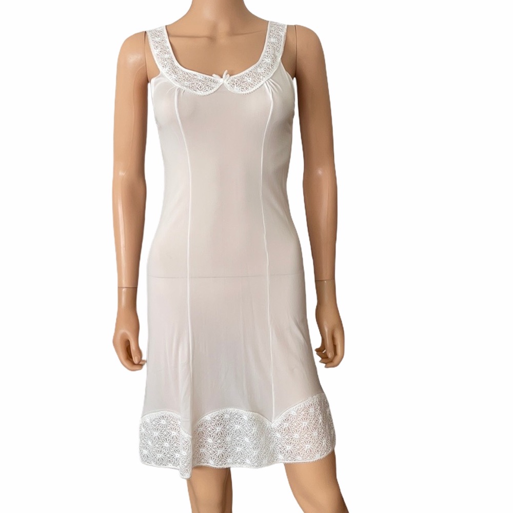 Bamberg rayon silk minimalist white slip dress